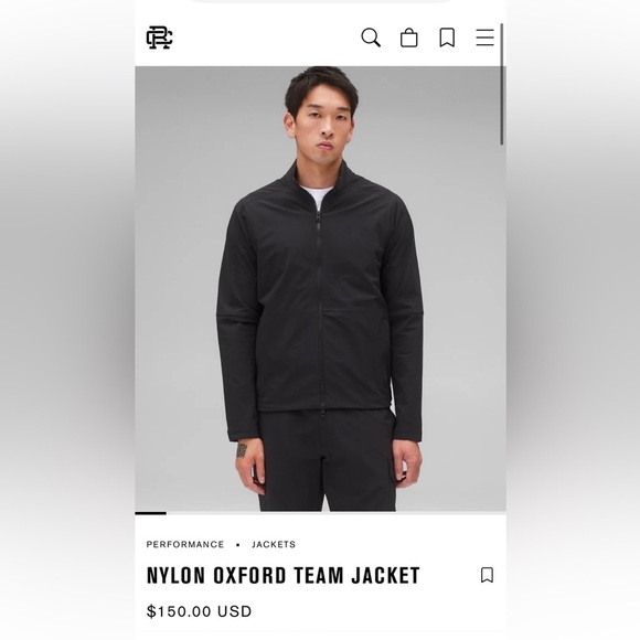 Reigning Champ Black Lightweight NYLON OXFORD TEAM JACKET - Picture 1 of 5